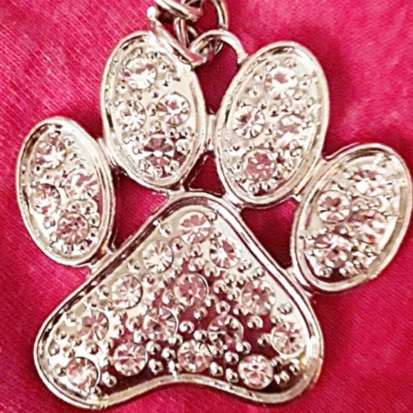 NWOT Rhinestone 2 sided PAW PRINT Key Ring / Chain - Picture 4 of 8